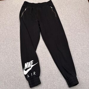 Nike Sportswear Air Fleece 7/8 Joggers Womens Small Black Logo Zip Pocket DJ1060